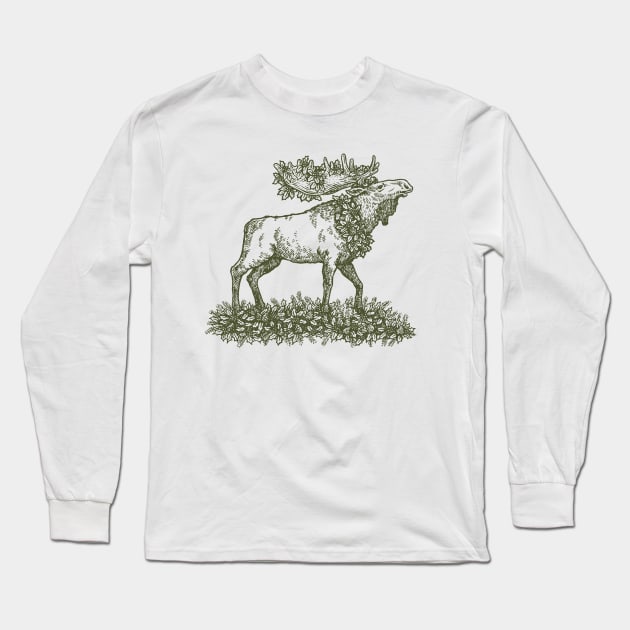 Winter Moose Long Sleeve T-Shirt by calebfaires